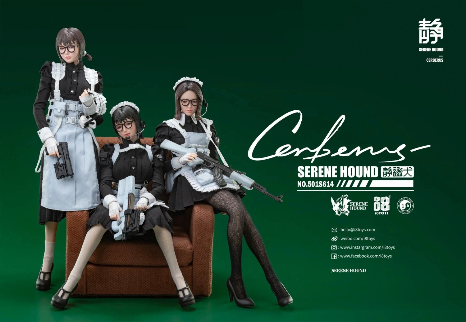 I8TOYS Serene Hound Troop Cerberus Maid Team - Be 1/6 Scale Action Figure 501S614-B 13 I8TOYS Serene Hound Troop Cerberus Maid Team - Be 1/6 Scale Action Figure 501S614-B - Image 12