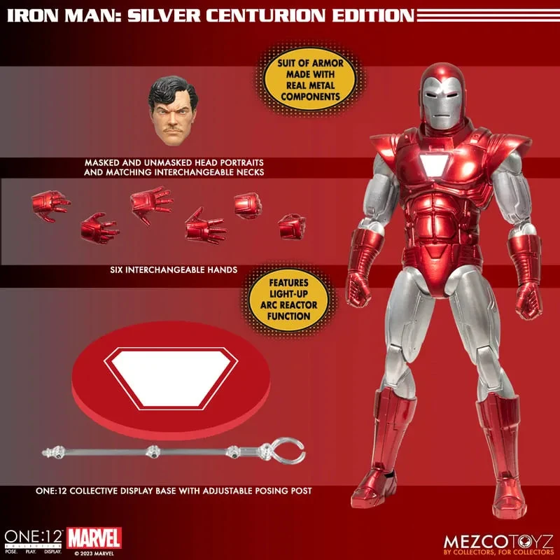 Mezco Toyz One:12 Collective Marvel Iron Man: Silver Centurion Edition 1/12 Scale Action Figure 15 Mezco Toyz One:12 Collective Marvel Iron Man: Silver Centurion Edition 1/12 Scale Action Figure - Image 13