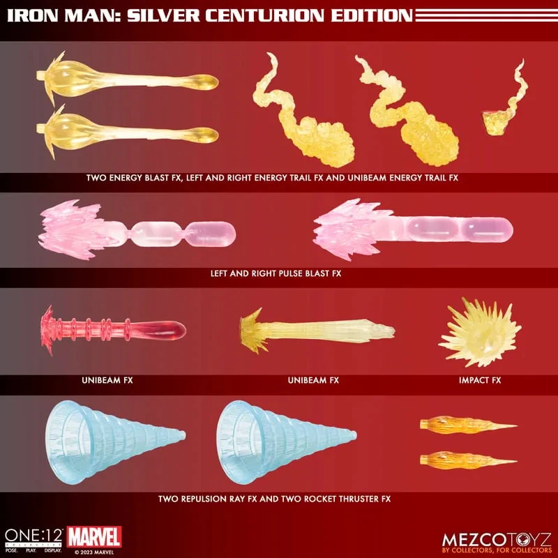 Mezco Toyz One:12 Collective Marvel Iron Man: Silver Centurion Edition 1/12 Scale Action Figure 14 Mezco Toyz One:12 Collective Marvel Iron Man: Silver Centurion Edition 1/12 Scale Action Figure - Image 12